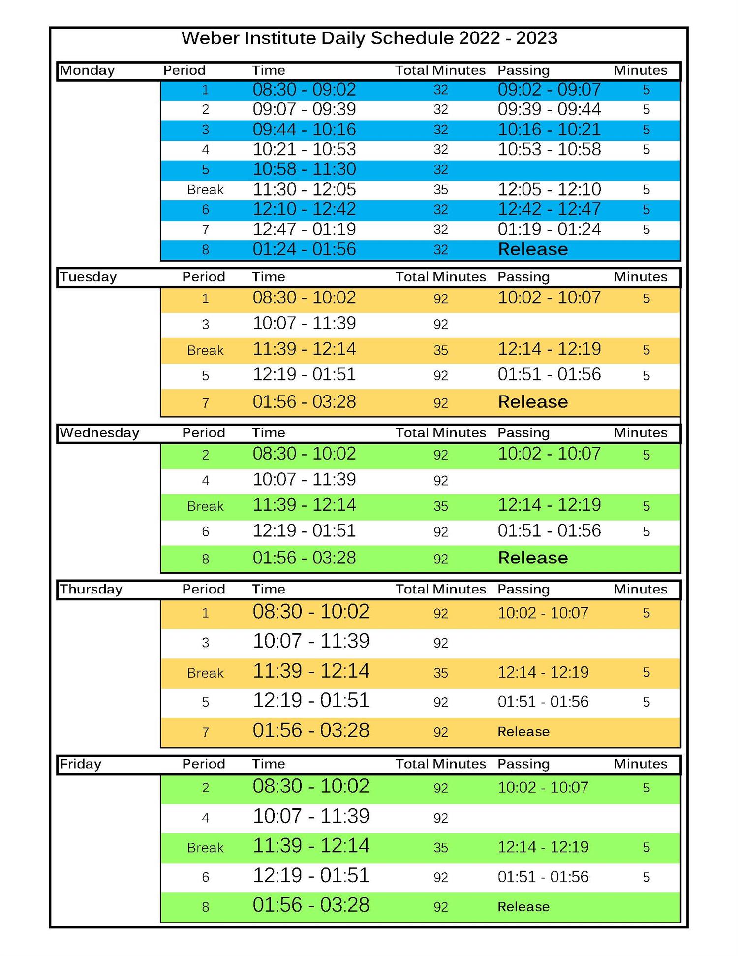  2022-2023 bell schedule
